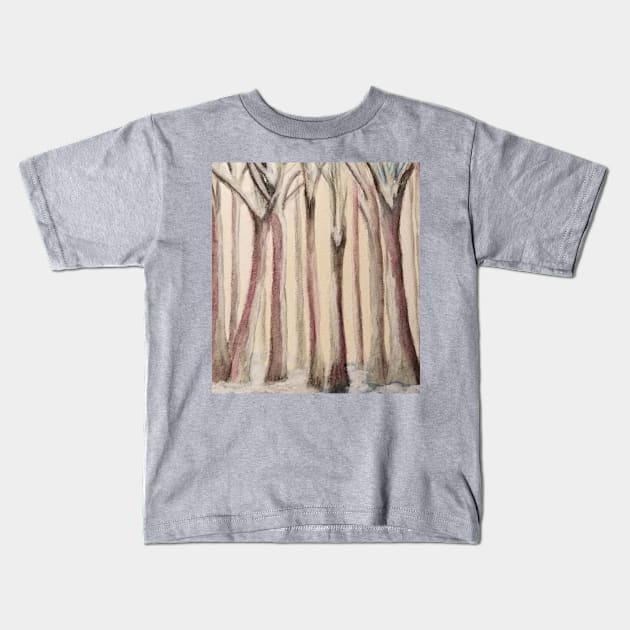 Winter Forest Kids T-Shirt by teenamarie23art